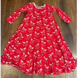 Kickee kids bamboo red bird Dress vguc size 4